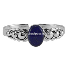 Lapis Gemstone 925 Brazalete de Plata de Ley